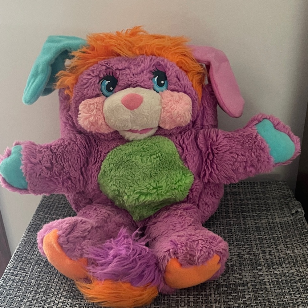 Vintage Original Mattel Popples 1985 Pancake Plush Stuffed Animal Purple